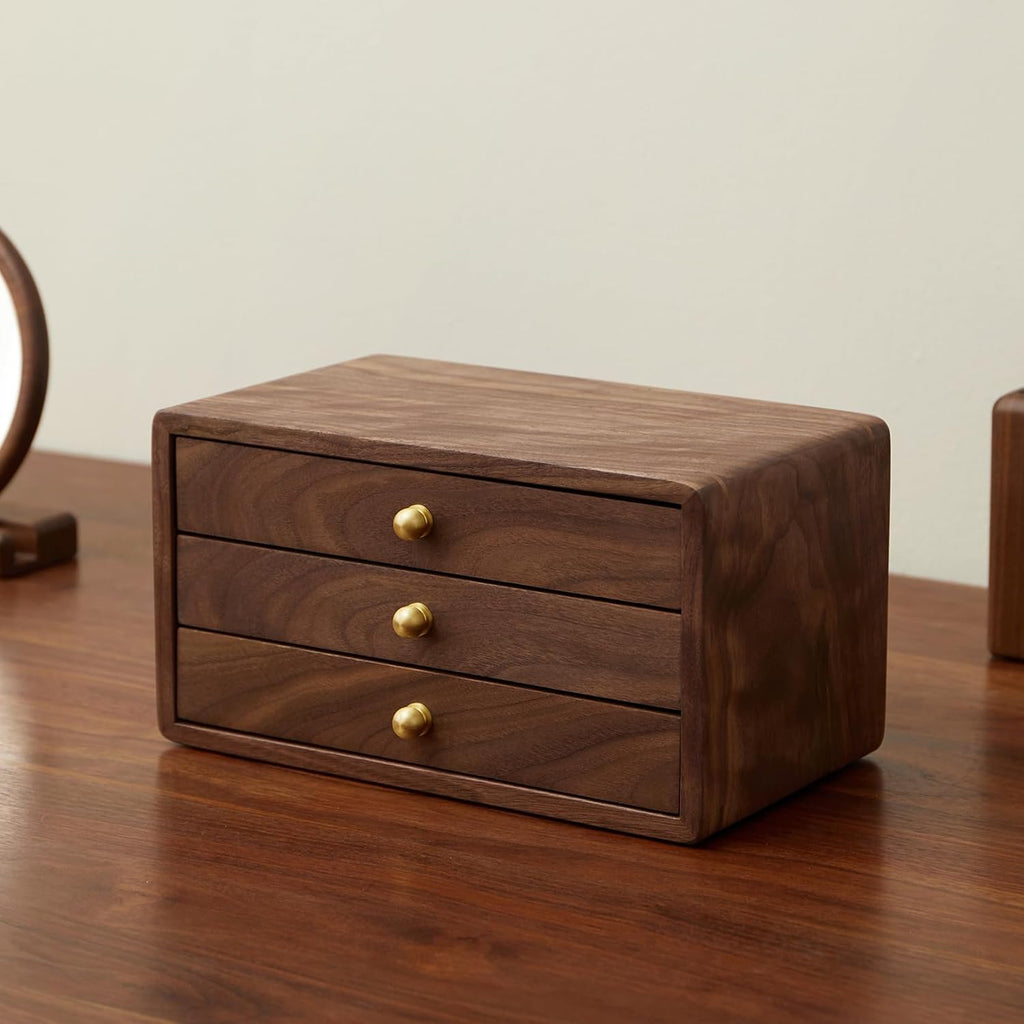 Wooden Jewelry Box, Large, Black Walnut Wood