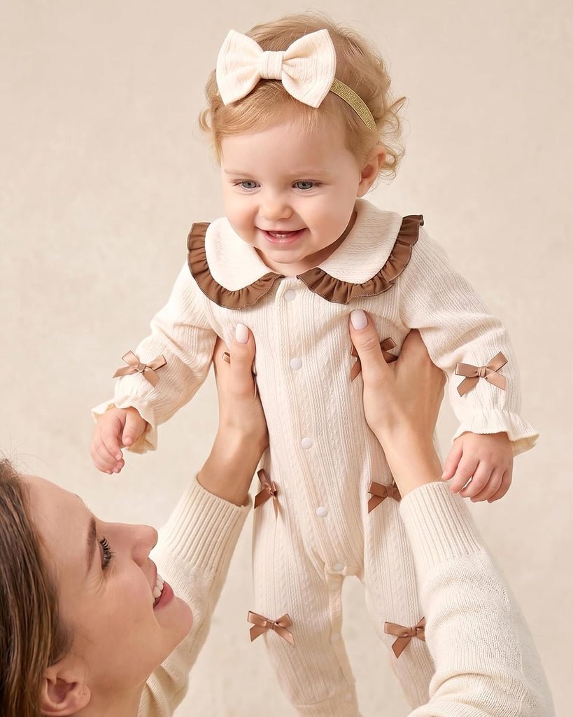 Newborn Baby Girl Outfits Infant Fall Winter Knit Romper Jumpsuit