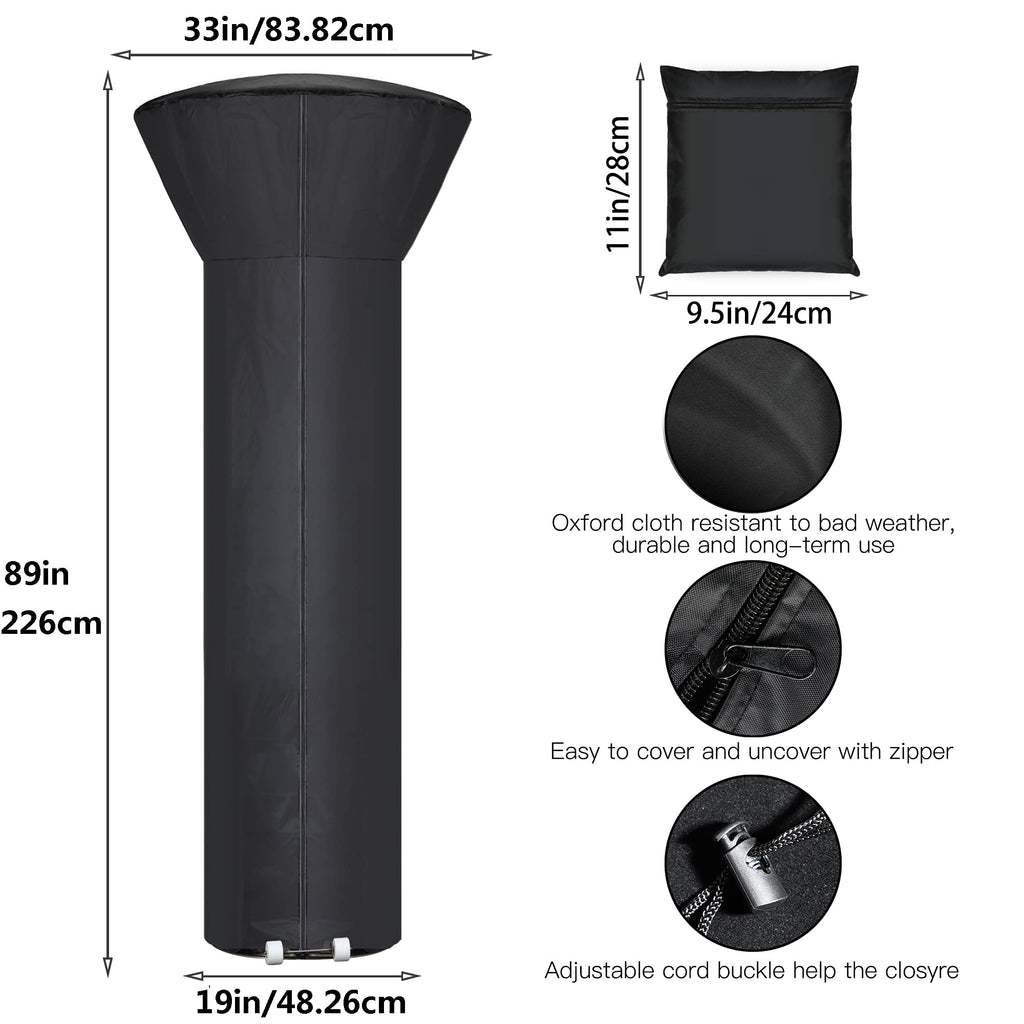 Patio Heater Covers Outdoor Waterproof, 89'' Height x 33" Dome x 19" Base