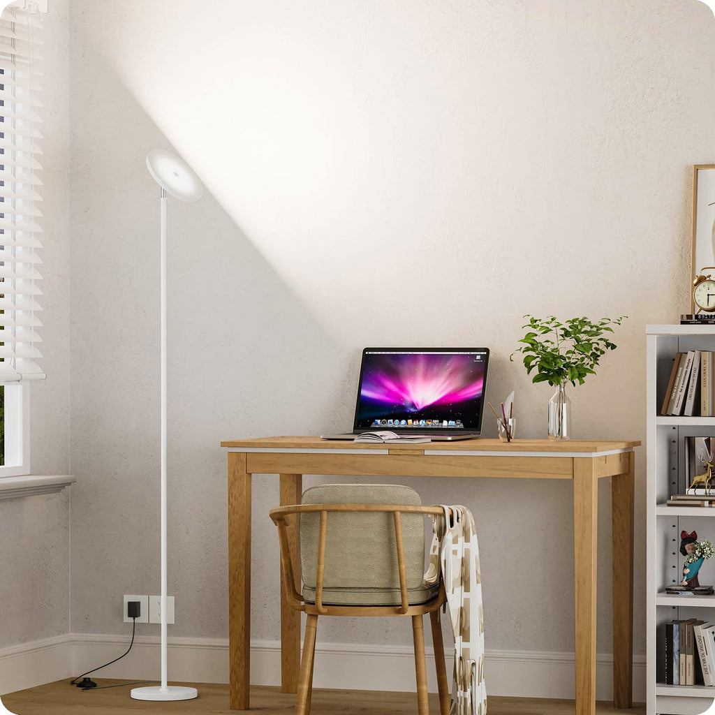 Dimmable Torchiere Floor Lamp with Remote, White