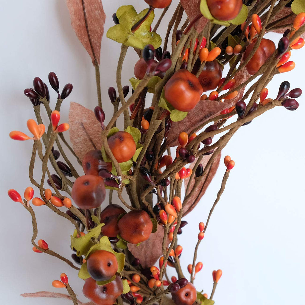 Mini Pumpkin Pip Berry Wreath for Front Door 12 Inches Fall Wreath Indoor Festival Celebration Party Decoration (1
