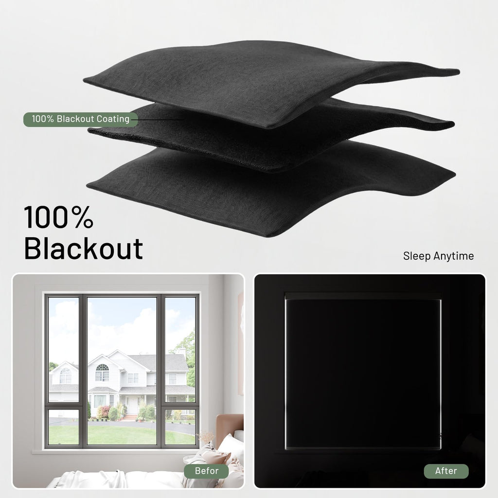 No Drill Motorized Blinds with Remote, Black