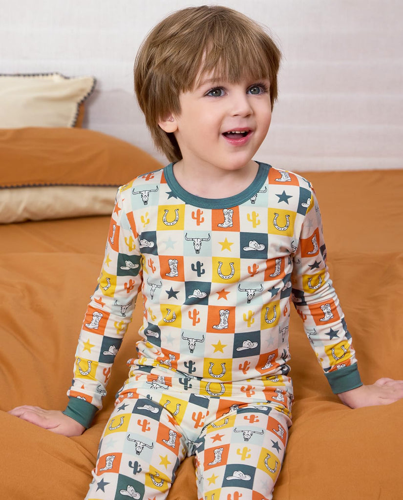 Bamboo Viscose Toddler Kids Pajamas Set, Long Sleeve Boys