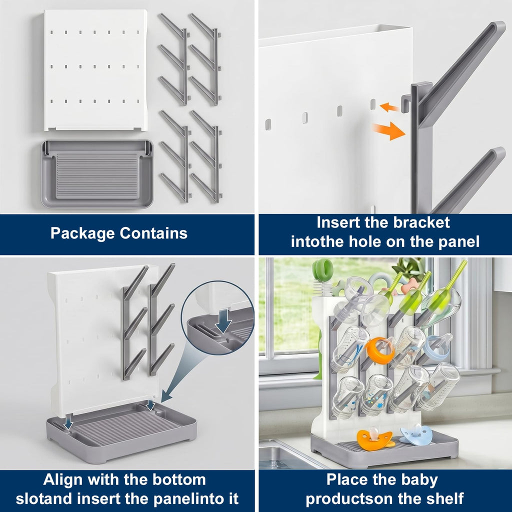 Baby Bottle Drying Rack: Space Saving Vertical Bottle Dryer Holder