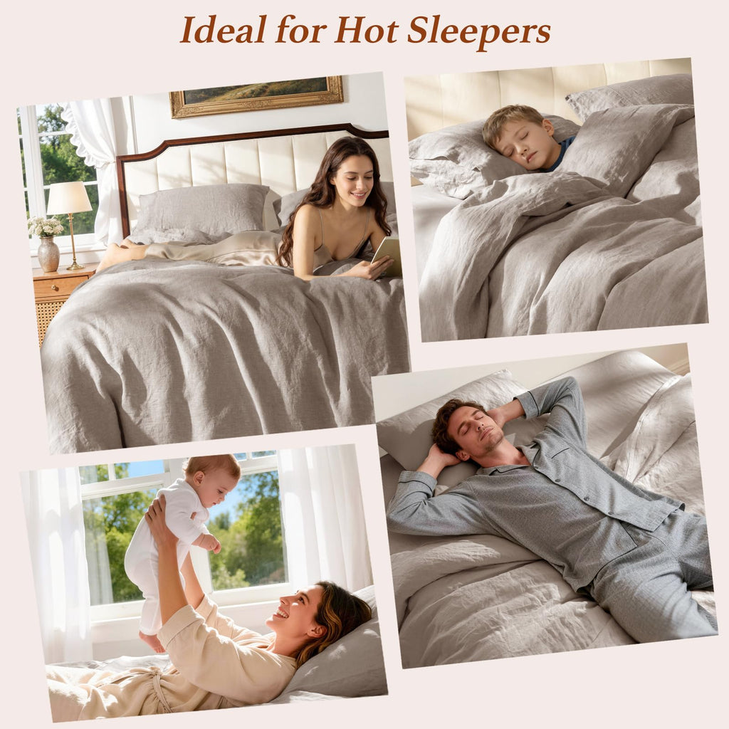 100% Pure Linen Duvet Cover Set 3 Pcs Soft Comforter Cover Sets