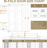 60'' x 80" Rattan Bifold Closet Door, Cane Webbing Wood Interior Door Slab, Build Quality Black Fold