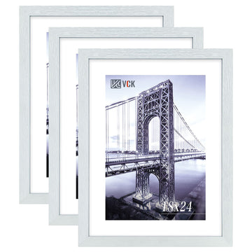 18x24 Poster Frames 3 Pack, White Wood Picture Frame, Wall Display