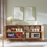Modern Buffet Cabinet with Storage, 70" Large Sideboard Buffet Storage Cabinet with 4 Doors and Adjustable Shleves