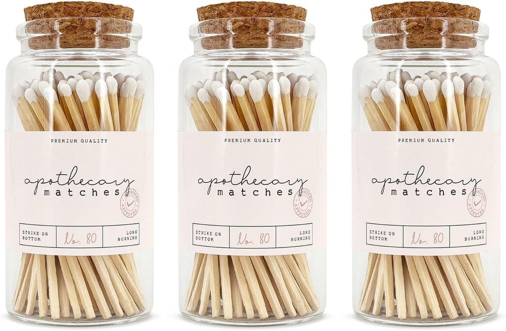 Apothecary Wooden Matches in a Jar with Striker | Decorative Matches for Candles | Long Matches for Candles