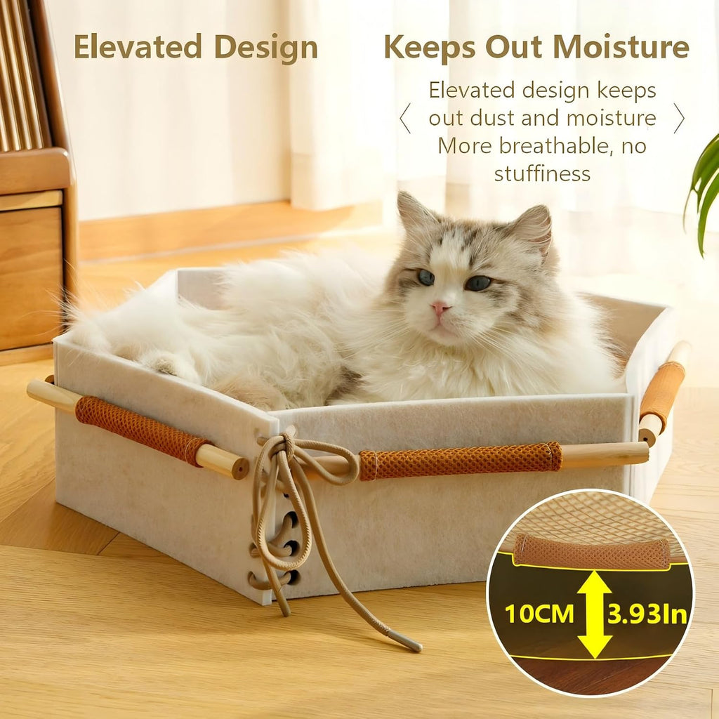 General Cat Bed, Handwoven Cat Basket with Removable Swing Mat & Play Rope