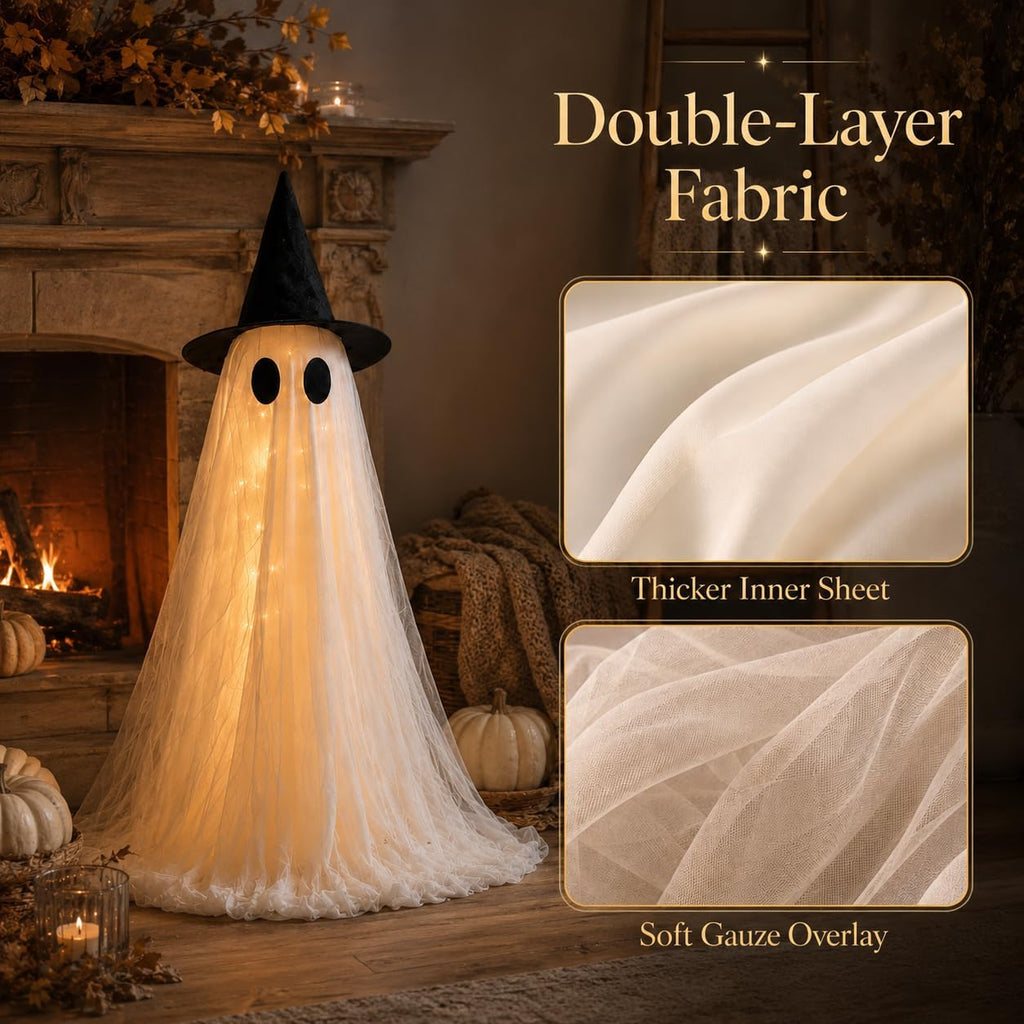 Halloween Decorations Indoor 2 Pack 2.6ft Glowing Ghosts with Timer Remote - Set of 2