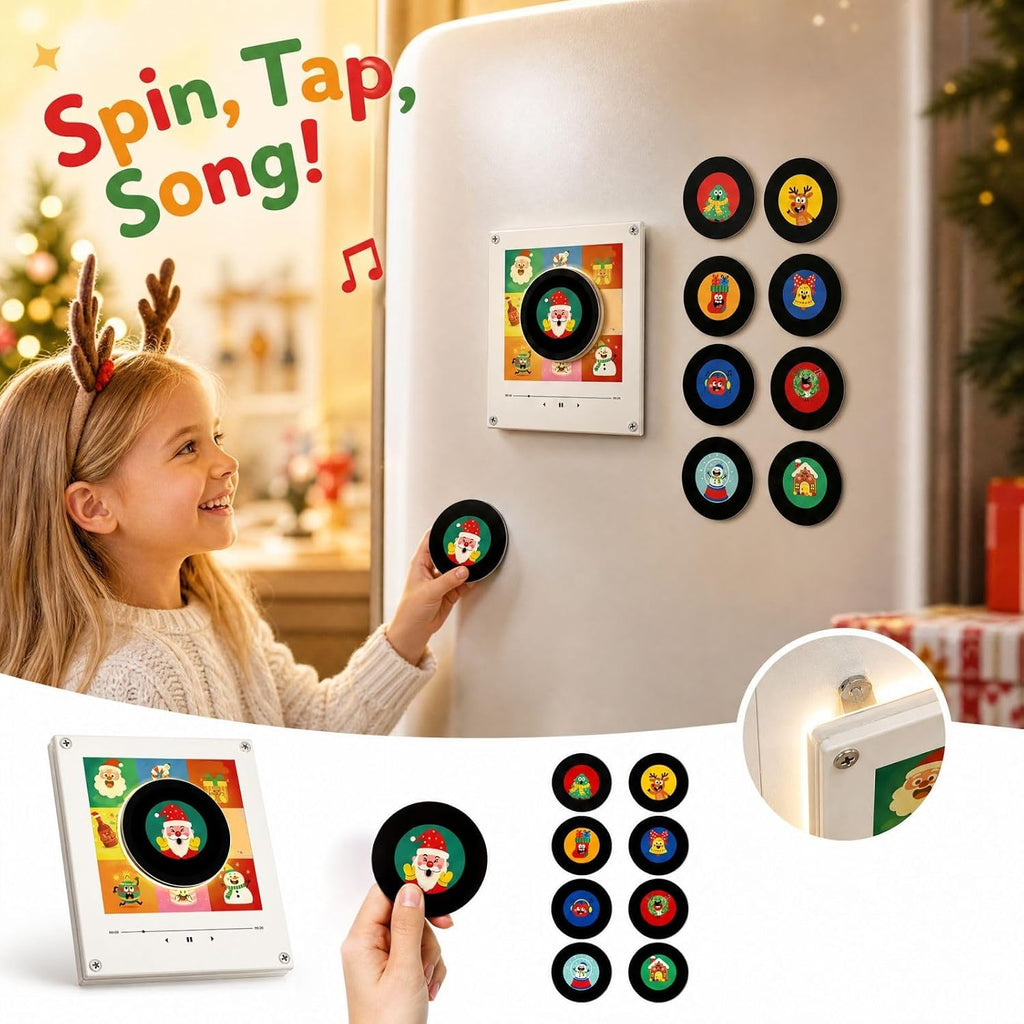 Christmas Vinyl Player Fridge Record Nfc Mini Jingle Magnetic Music Box Set