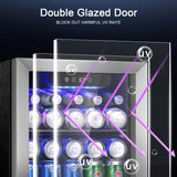 48 Can Beverage Refrigerator,12 Bottle Wine Cooler with Stainless Steel Glass Do