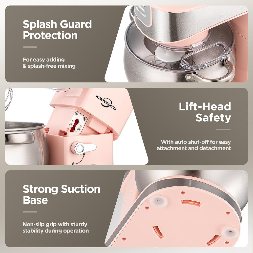 Stand Mixer 6-Speed Pulse Tilt-Head 6.3QT Pink