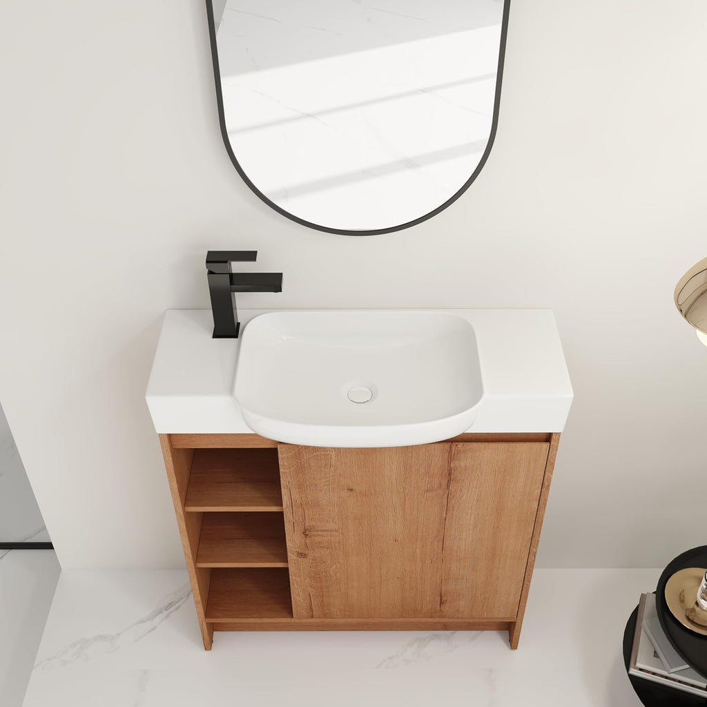 30 Inch Bathroom Vanity with Sink, Freestanding Bathroom Vanity,Flooring Storage Cabinet,Soft-Closing Door with
