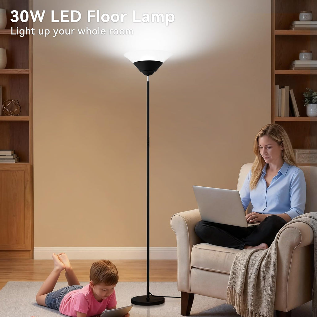 Floor Lamps, 72" Tall LED Standing Lamp with Remote/Button Control, 3000-6500K, 30W 1800LM Stepless Dimmable Modern