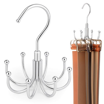 2 Pack Belt Hangers for Closet, Rotating Belt Organizer, 16 Hooks