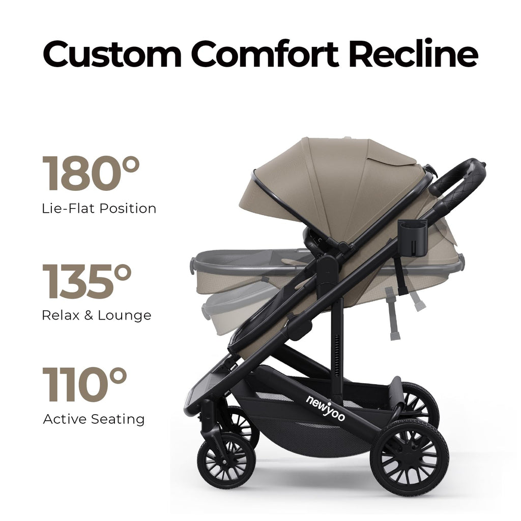 Nestro 516M 2-in-1 Convertible Infant Stroller, Pramette Mode, Brown