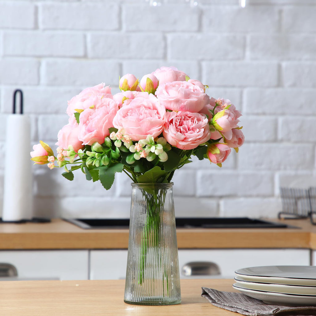 8 Bundles Artificial Peonies Flowers, Pink