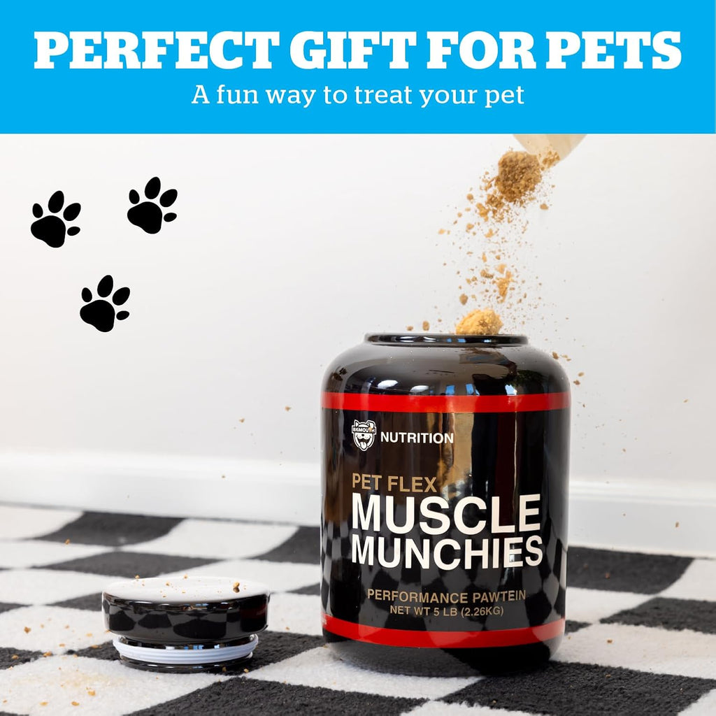Muscle Munchies Treat Jar for Dogs, Funny Dog Treat Container, Air-tight Ceramic Jar, 8" x 6"