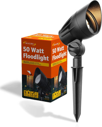 50 Watt Floodlight Landscape Lights Outdoor Spotlight Waterproof Path Light Low Voltage Lighting with Spike Stand for