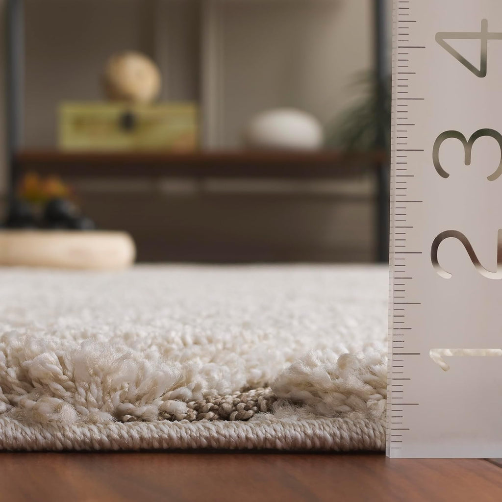 Florida Shag Collection Area Rug - 5'3" x 7'6", Cream & Beige, Non-Shedding & Easy Care, 1.2-inch Thick Ideal for