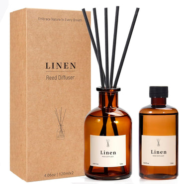 Reed Diffuser Set, 8.12 fl.oz Linen Scented Oil Diffuser, Home Fragrance Reed Diffusers Shelf Decor & Air Fresheners - Set of 2