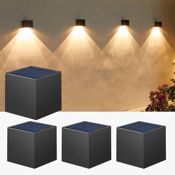 Solar Wall Lights Outdoor, Square Modern Solar Wall Sconce IP65 Waterproof Down Lighting Outdoor Lights