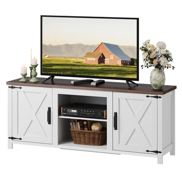 Farmhouse TV Stand for TVs Up to 65", Entertainment Center, White