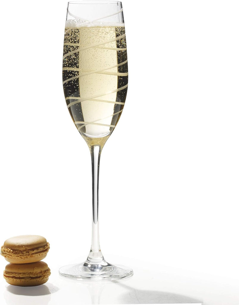 Crystal Cheers Champagne Flutes, Set of 4, 8 fluid ounces