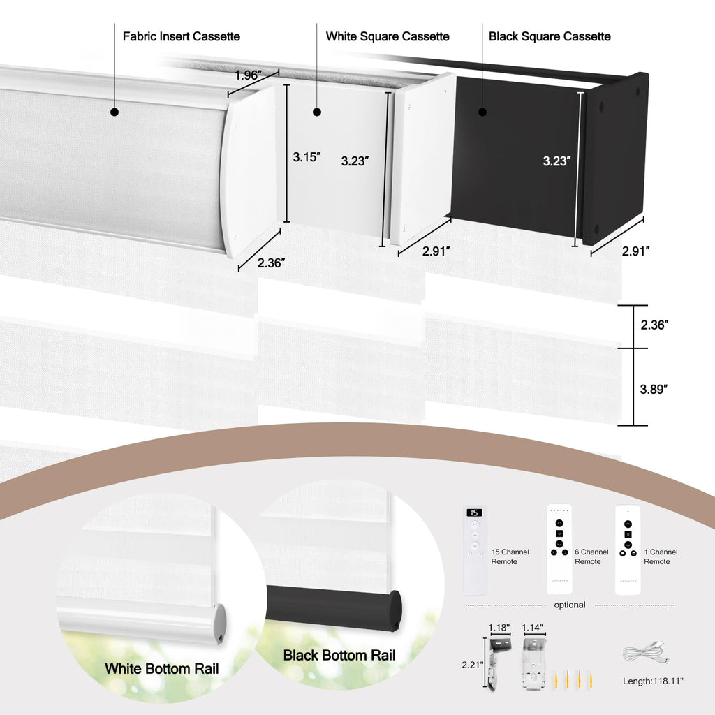 Motorized Zebra Blinds, Automatic Shades for Indoor Windows Work with HomeKit, Alexa, Google Home, Customized