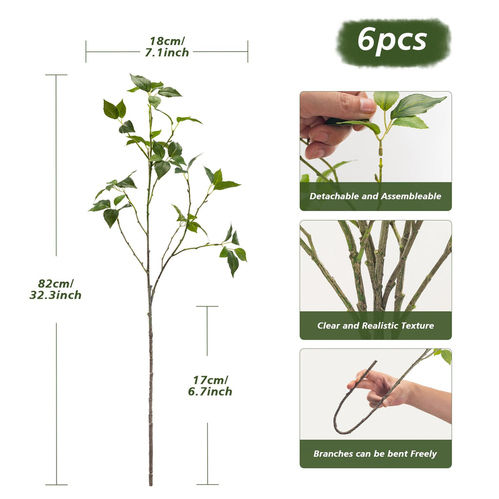 Artificial Plants Greenery Eucalyptus Stems Branches Plant Decor, Faux Rustic Ficus Leaf Floral for Indoor Table