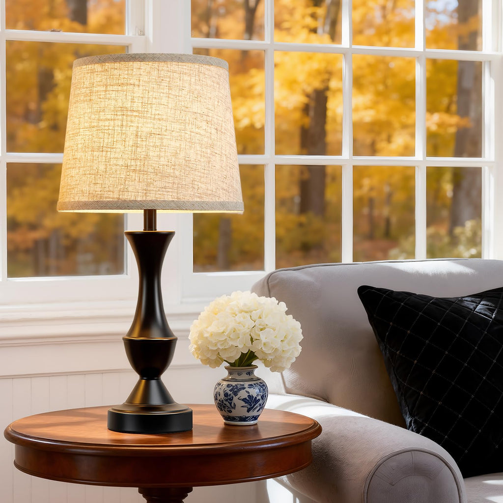 Table Lamp Set of 2, 19" Farmhouse Vintage Bedside Lamps