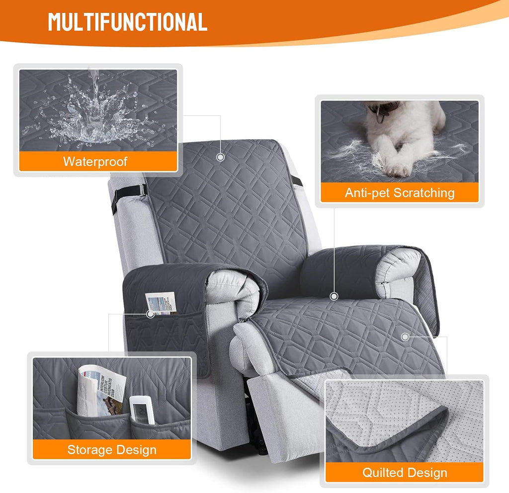 100% Waterproof Recliner Chair Covers, Recliner Cover Non-Slip Dog Chair Cover Furniture Protector Washable Slipcover