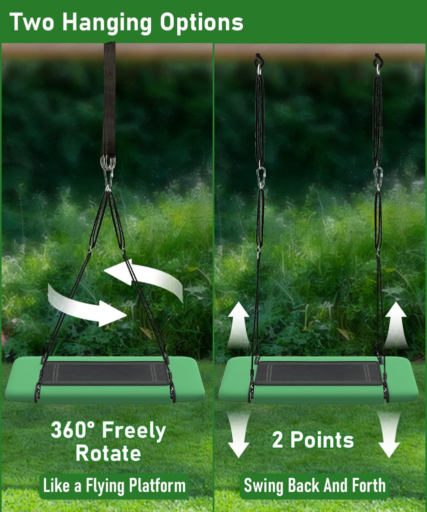 40" Retangular Tree Swing for Kids & Adults, Adjustable Platform Swing with Hanging Straps, 700lbs Capacity