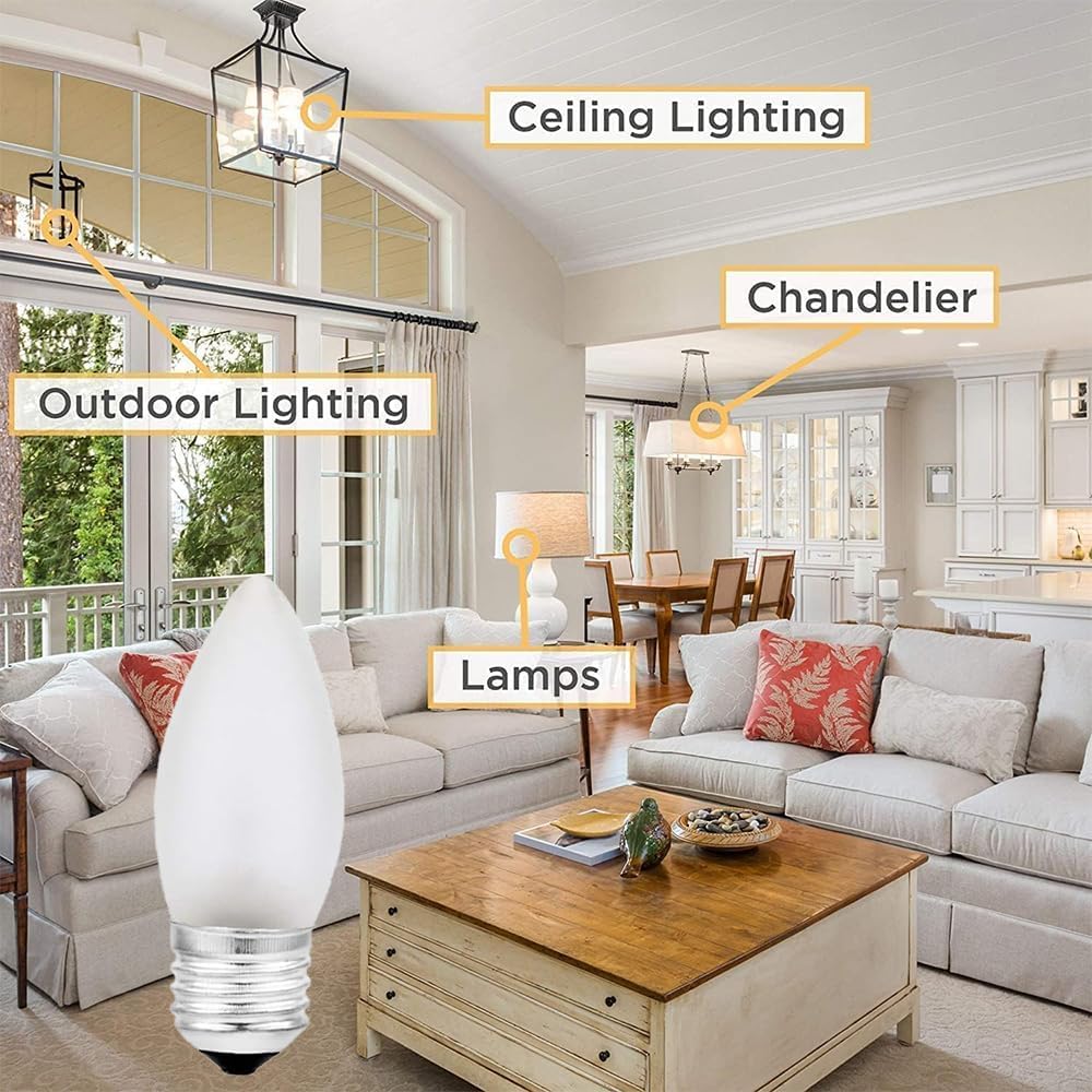 Frosted Flame Tip Chandelier Light Bulb-40W Incandescent Torpedo Tip Chandelier-40W Incandescent Torpedo Tip