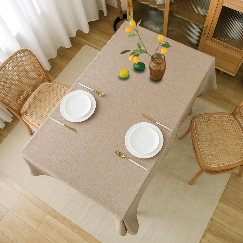 Burlap Linen Tablecloth 6ft, Tan Table Cloth Rectangular