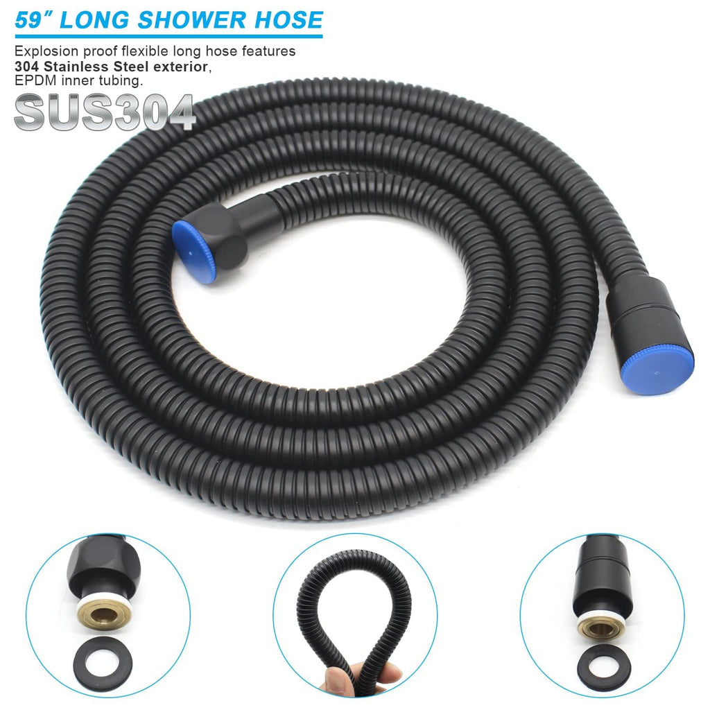 Vintage Telephone Shaped Black Brass Shower Wand Hand-held Sprayer Shower Head Replacement, Ceramic Handle with 59