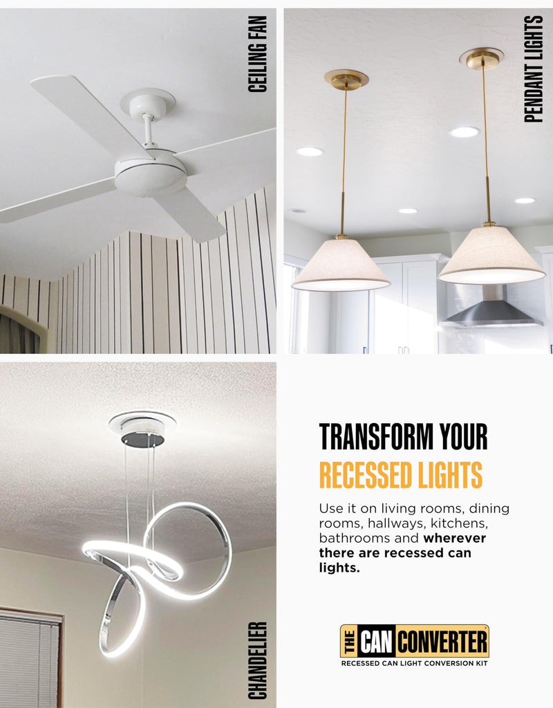 R56 Recessed Can Light Conversion Kit w/ 7"3⁄4 Flat Steel Ceiling Medallion - Home Improvement for 5" & 6" Cans