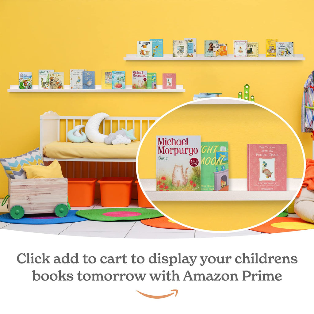 Picture Ledge Shelf for Wall [White, 60 Inch, 2 Pack] Narrow Floating Photo and Picture Shelves. Wooden Displaying