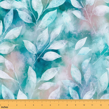 Plants Fabric by The Yard, Watercolor Leaves Upholstery Fabric, Oil Painting