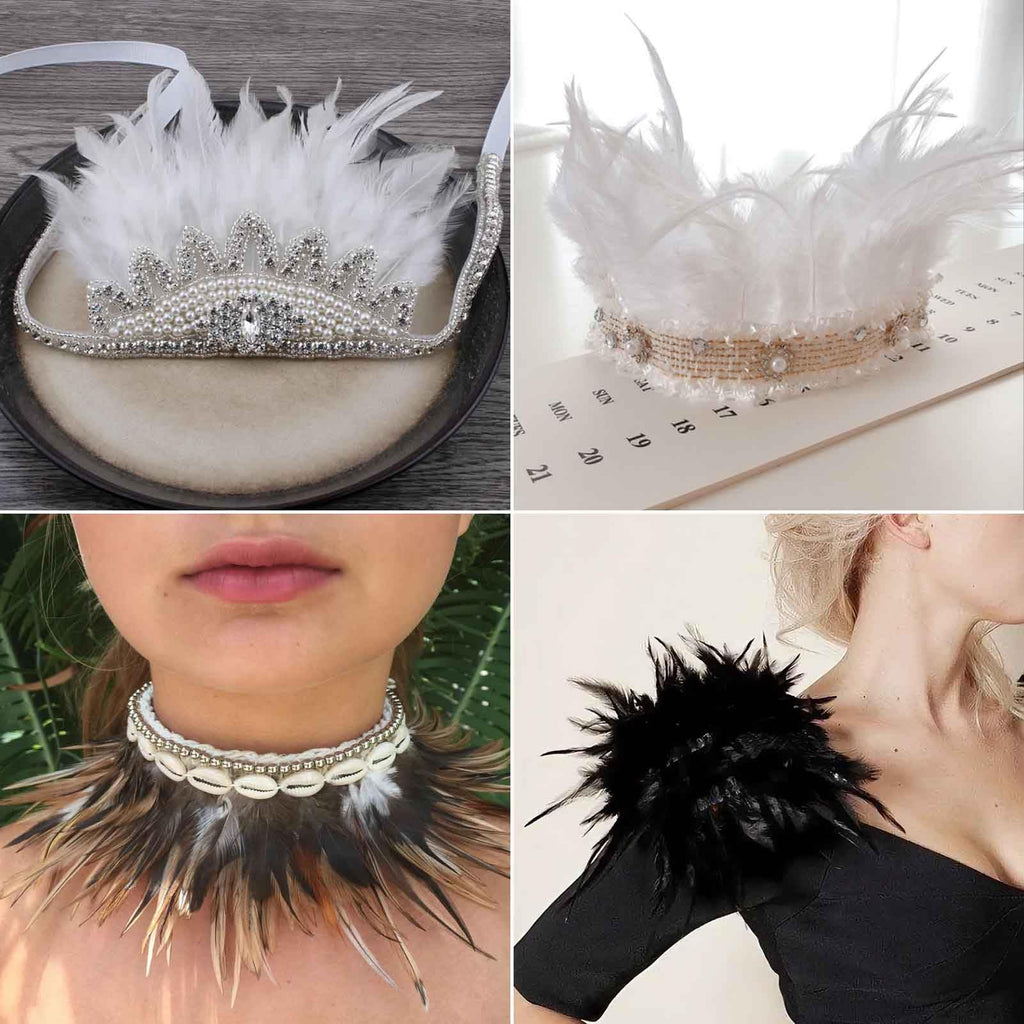 Orange Rooster Feather Fringe Trim 5.9ft 3-5inch Fluffy Feather Trim Fashion Dress Sewing Crafts,Gloves,Feather Shawl