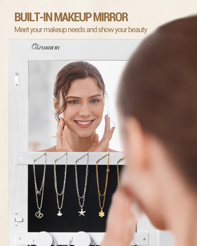 8 LEDs Jewelry Cabinet Armoire, 66.9-inch Jewelry Organizer