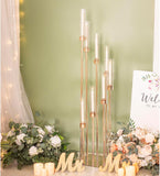 Tall Floor Candle Holder Set, 8-arm Metal Floor Candelabra Candle Holders, Large Gold Wedding Centerpiece, 45.3'' H