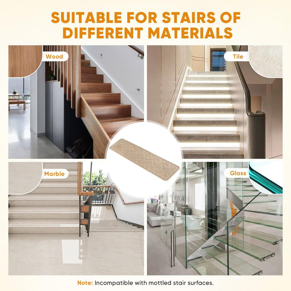 Runner, 15 Pack 8"×30" Carpet, Carpet for Stairs, Beige