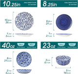 SELENE Plates and Bowls Set for 6, 24 Pieces Dinnerware Sets, Mircowave and Dishwasher Safe Dishes Set
