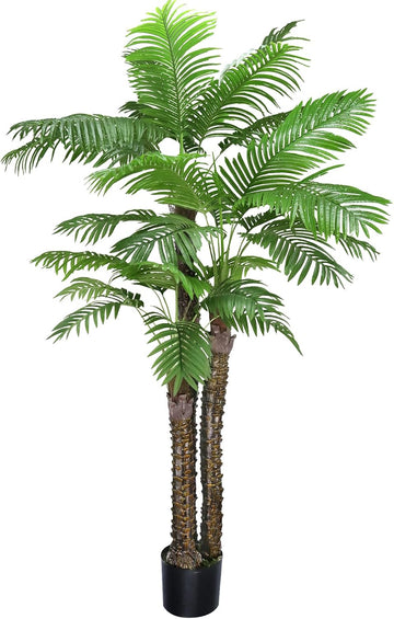Artificial Phoenix Palm Tree,8FT Pre Potted Faux Greenery Plant, Outdoor Indoor Large Faux Coconut Silk Palm Plants