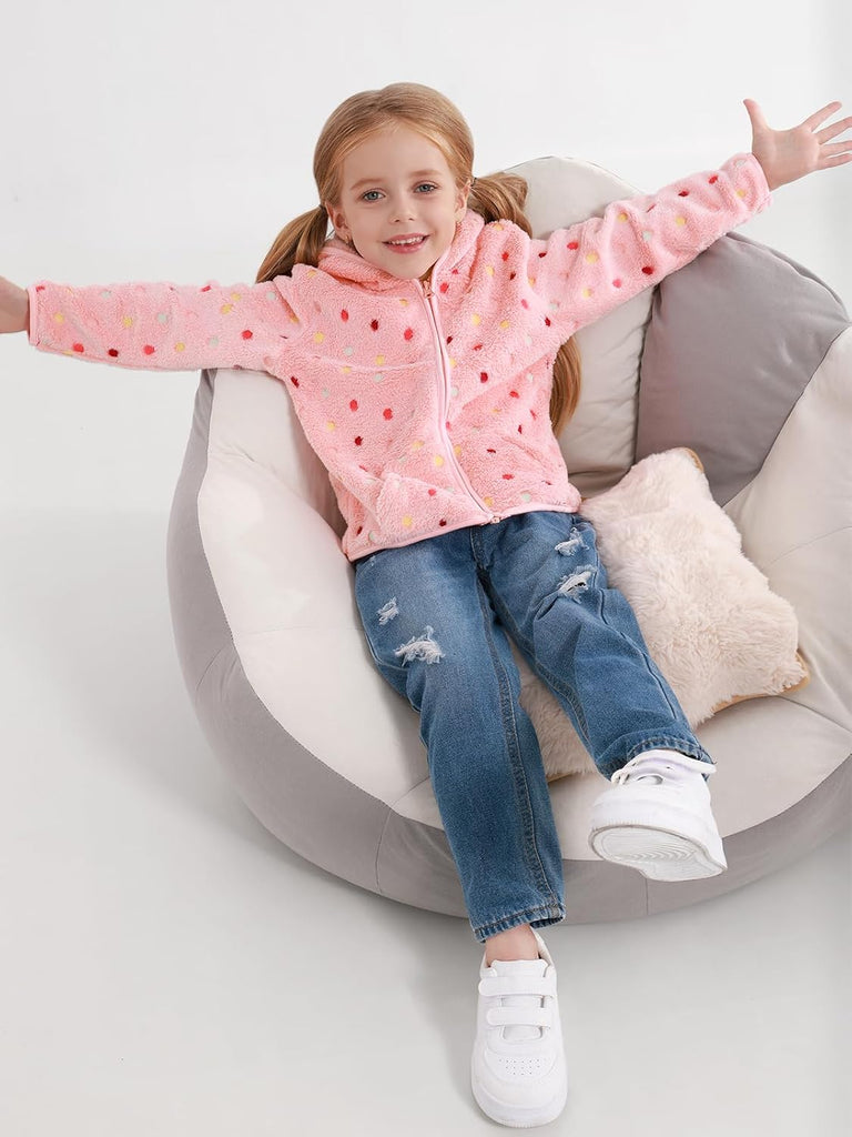 Toddler Baby Girl Fleece Jackets Fall Clothes Hooded Zip Fuzzy Coats