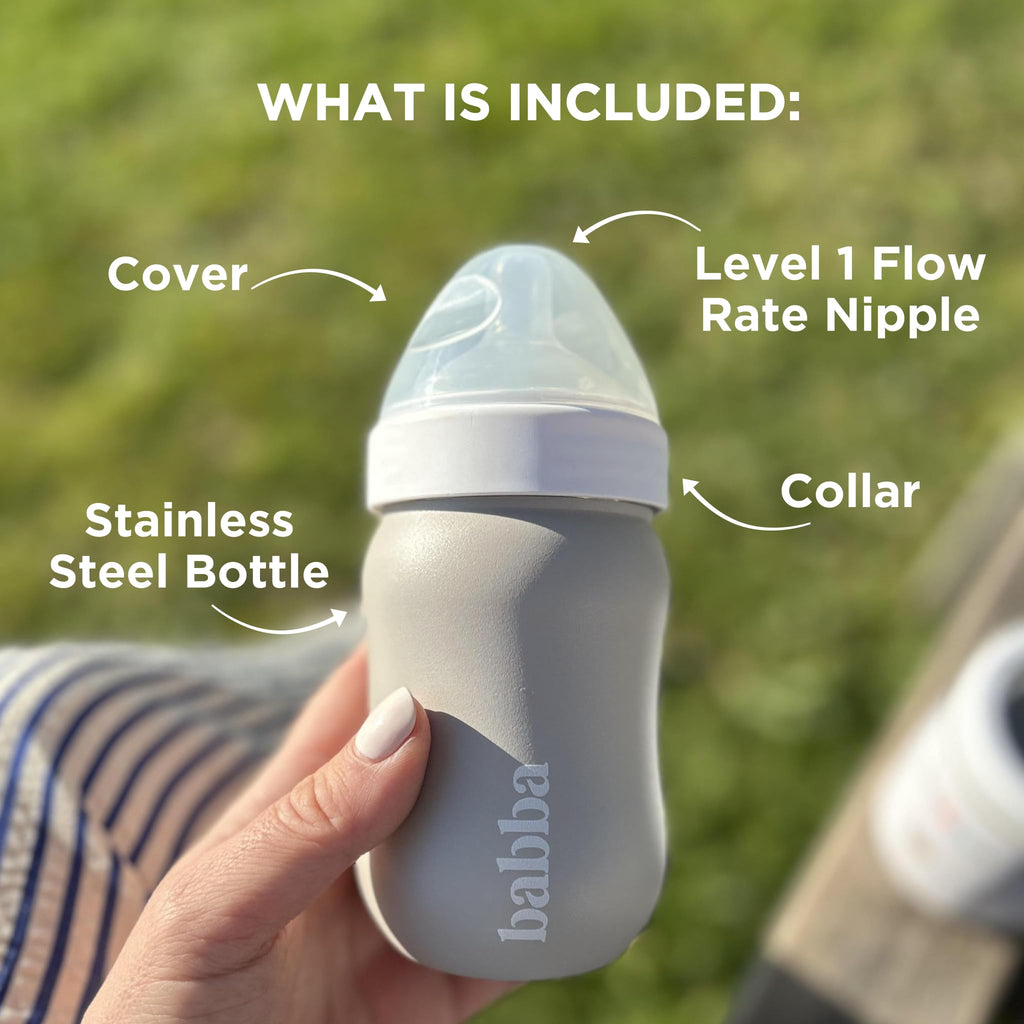 Stainless Steel Baby Bottle, Anti-Colic, Vacuum-Insulated, 8oz