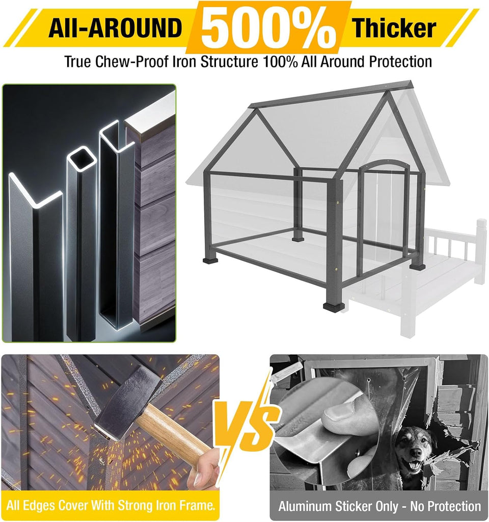 49.41" Large Dog House Outdoor with Porch for Small to Large Dogs, Grey